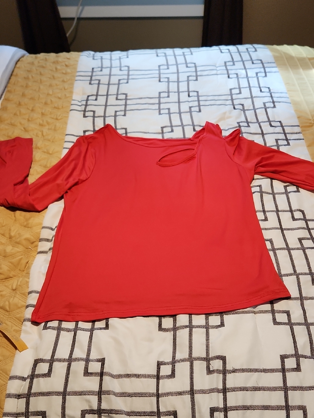 Red Women's Long-Sleeve Cutout Top